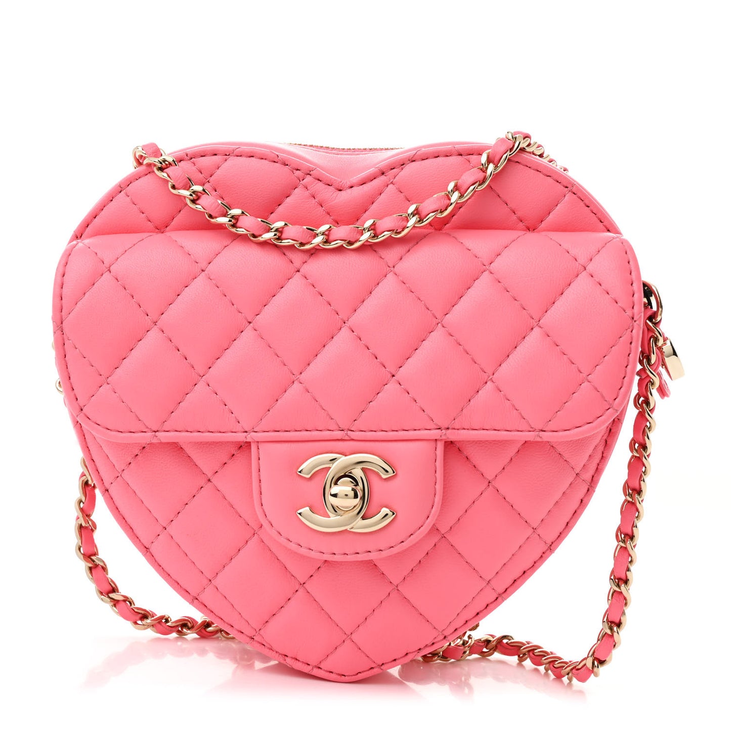 Lambskin Quilted CC In Love Heart Bag Pink
