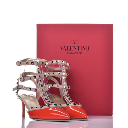 Valentino Garavani Patent Rockstud Ankle Strap 65mm Pumps 40 Deep Orange Poudre 8 of 10