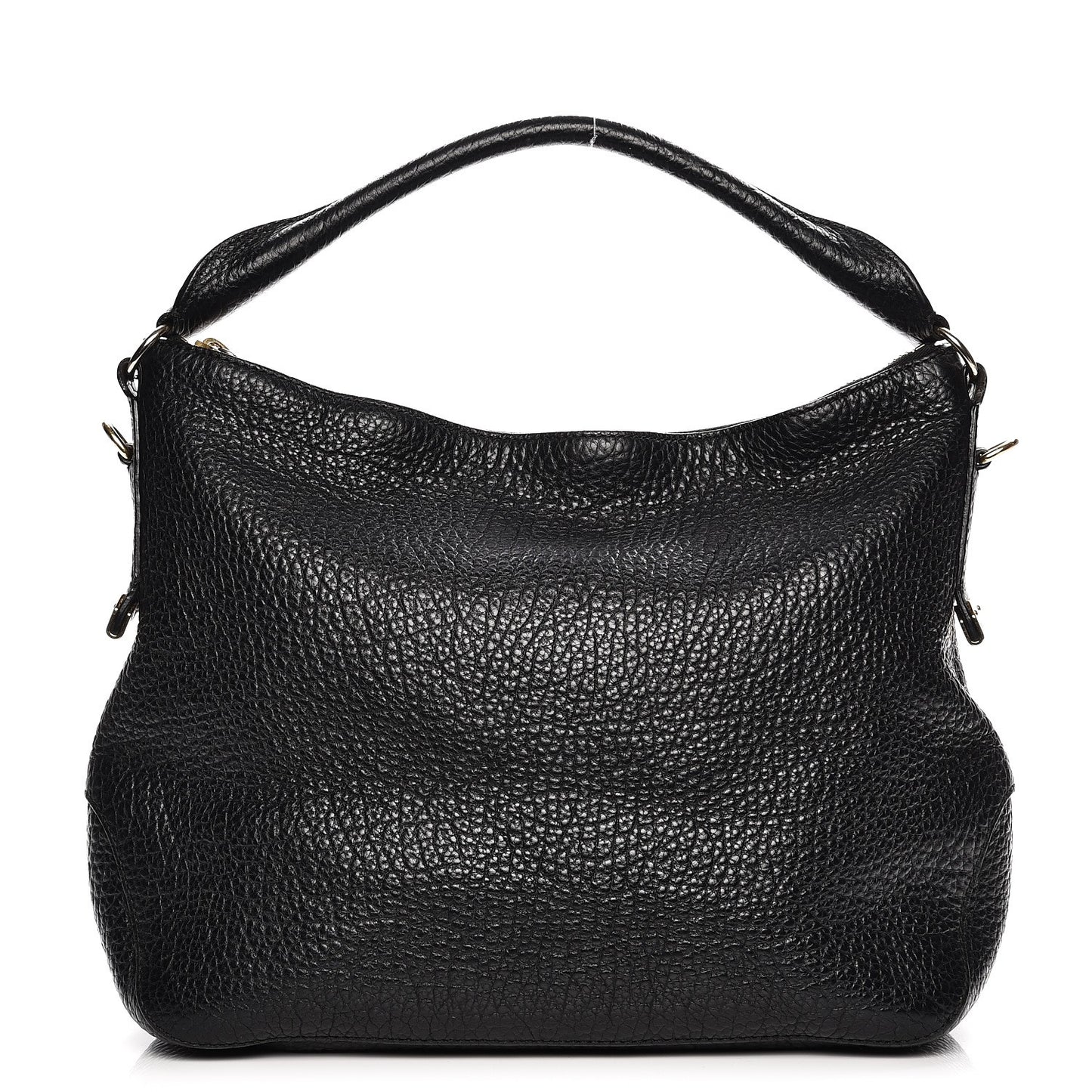 Signature Grain Calfskin Medium Hobo Black