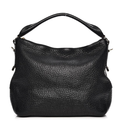 Burberry Signature Grain Calfskin Medium Hobo Black 1 of 9