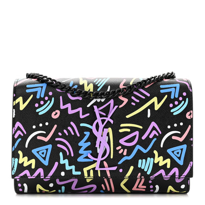 Saint Laurent Grain De Poudre Small Monogram Graphic Print Kate Satchel Black 1 of 10