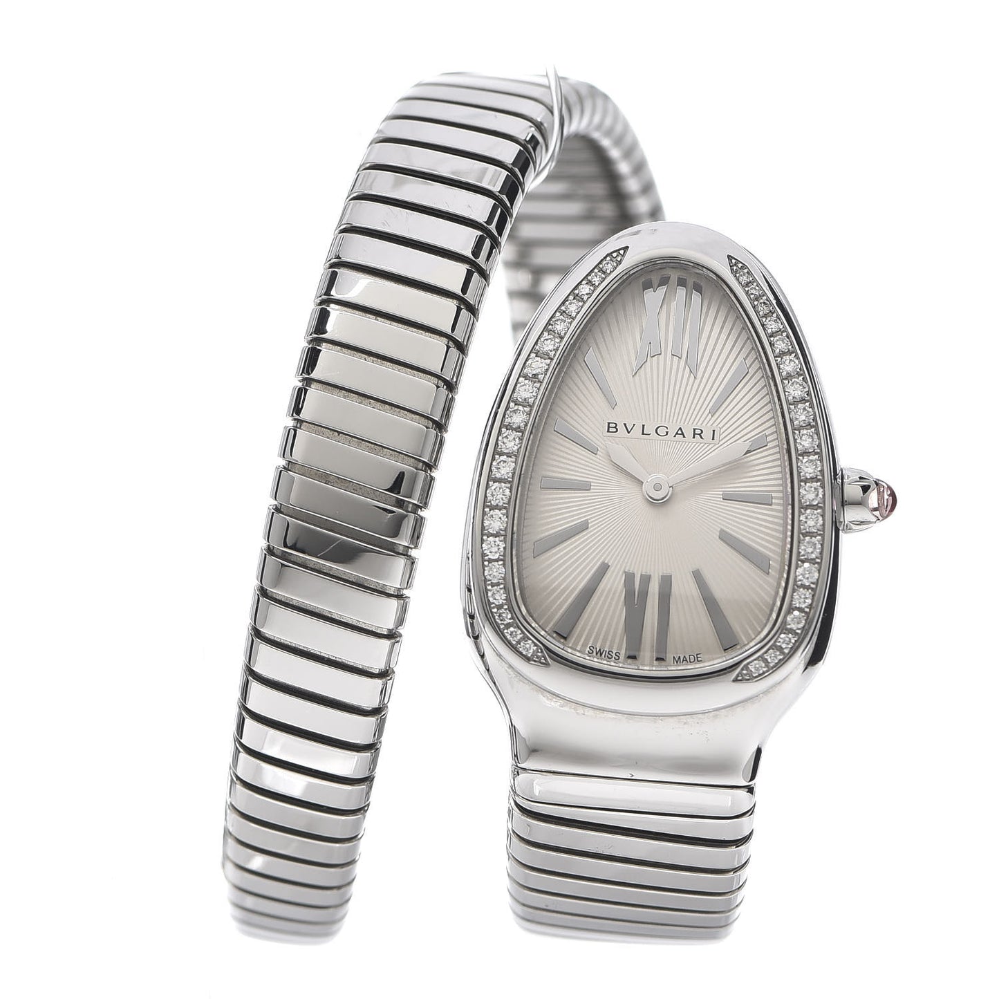 Stainless Steel Diamond Bezel 35mm Serpenti Tubogas Quartz Watch