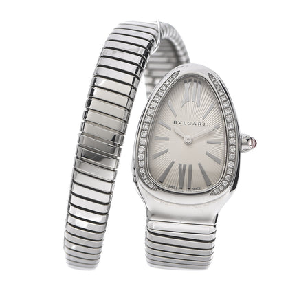 Bulgari Stainless Steel Diamond Bezel 35mm Serpenti Tubogas Quartz Watch 1 of 4