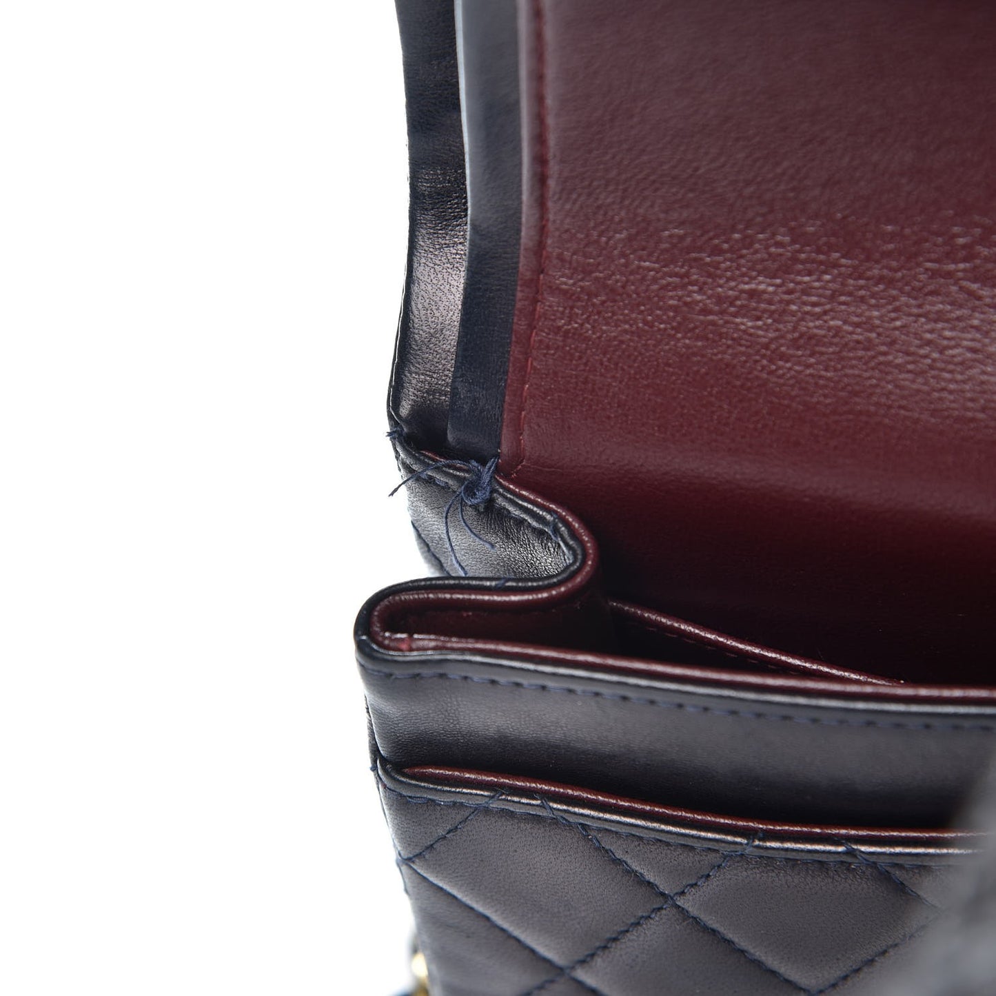 Lambskin Quilted Small Double Flap Navy