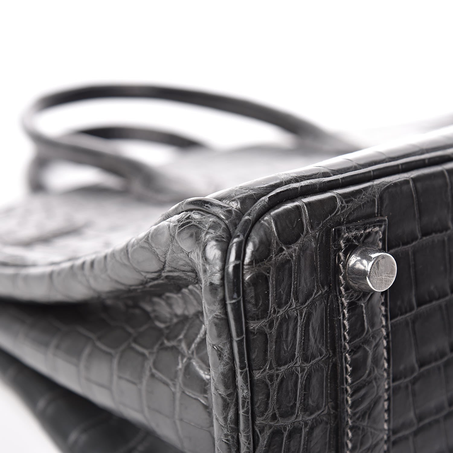 Hermes Matte Niloticus Crocodile Birkin 25 Graphite 11 of 33