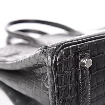 Hermes Matte Niloticus Crocodile Birkin 25 Graphite 11 of 33