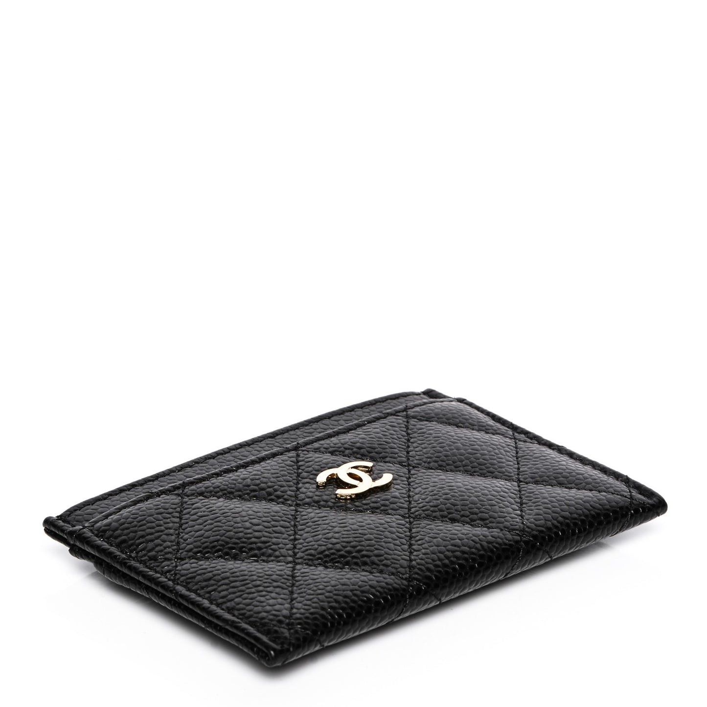 Caviar Quilted Card Holder Black