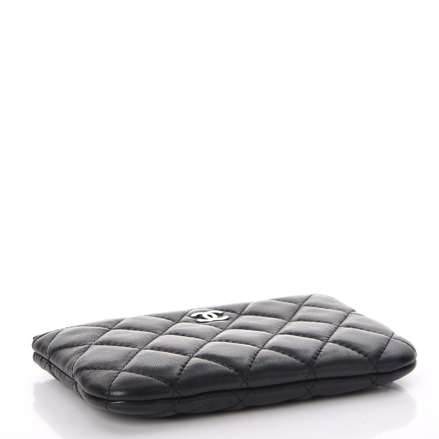 Lambskin Quilted Small Cosmetic Case Black