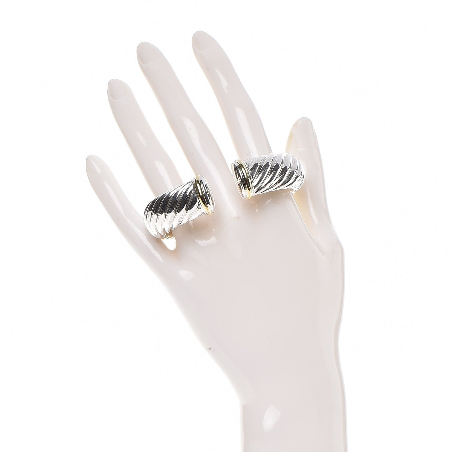 Sterling Silver 18K Yellow Gold 15mm Sculpted Cable Cuff