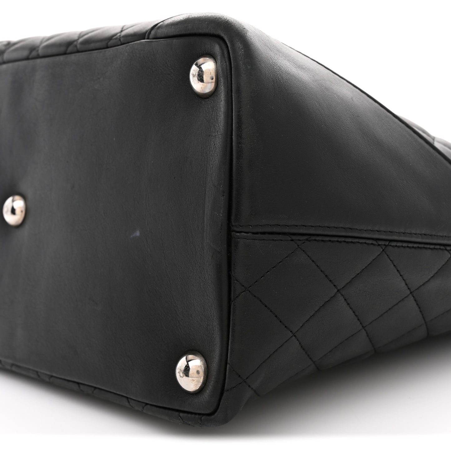 Calfskin Quilted Large Cambon Tote Black White Black White