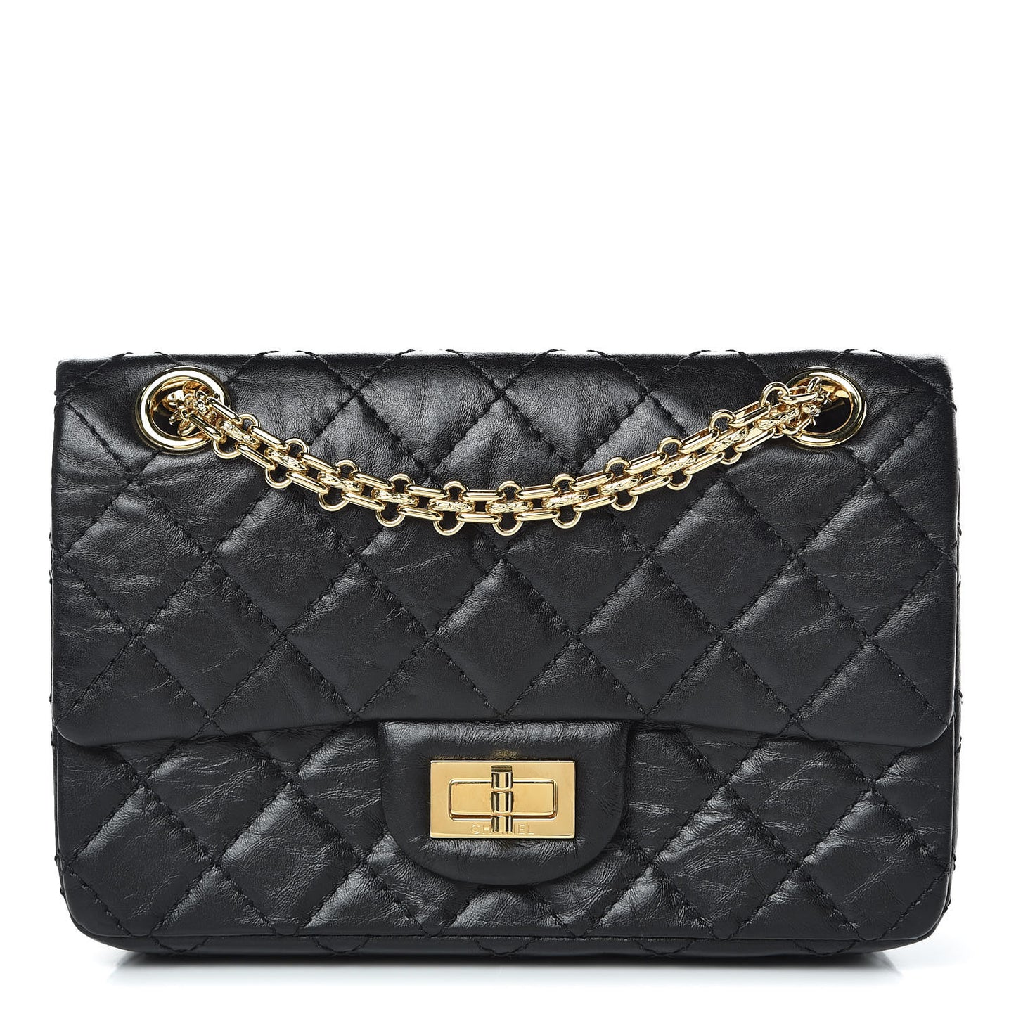Aged Calfskin Quilted 2.55 Reissue Mini Flap Black