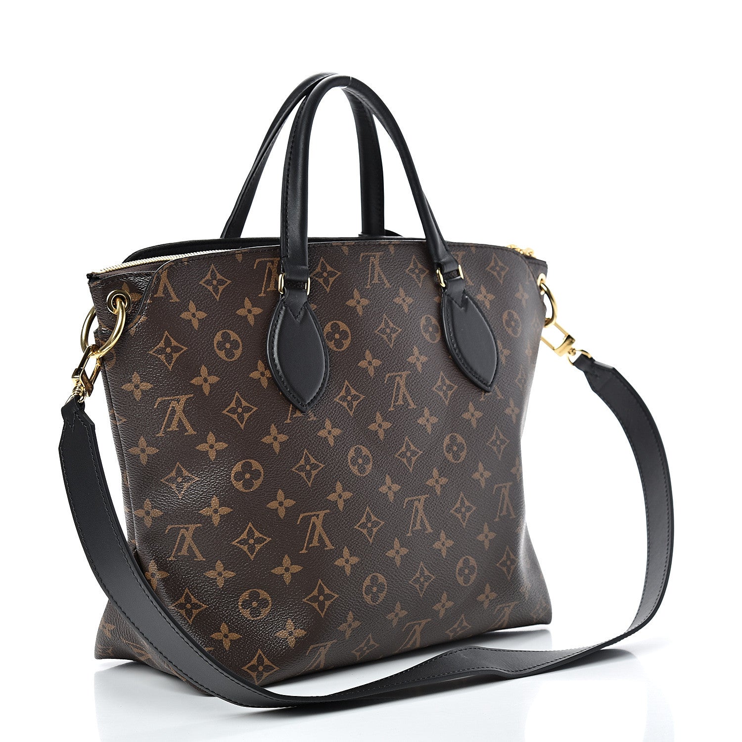 Louis Vuitton Monogram Flower Zipped Tote MM Black 2 of 9