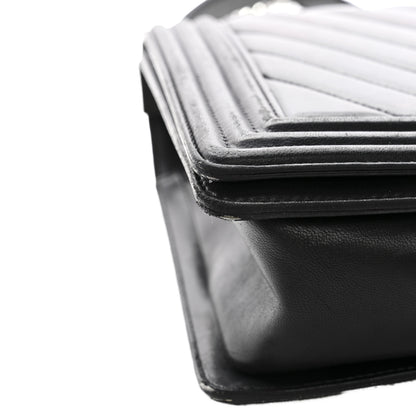 Chanel Calfskin Chevron Quilted New Medium Boy Flap Black 4 of 13