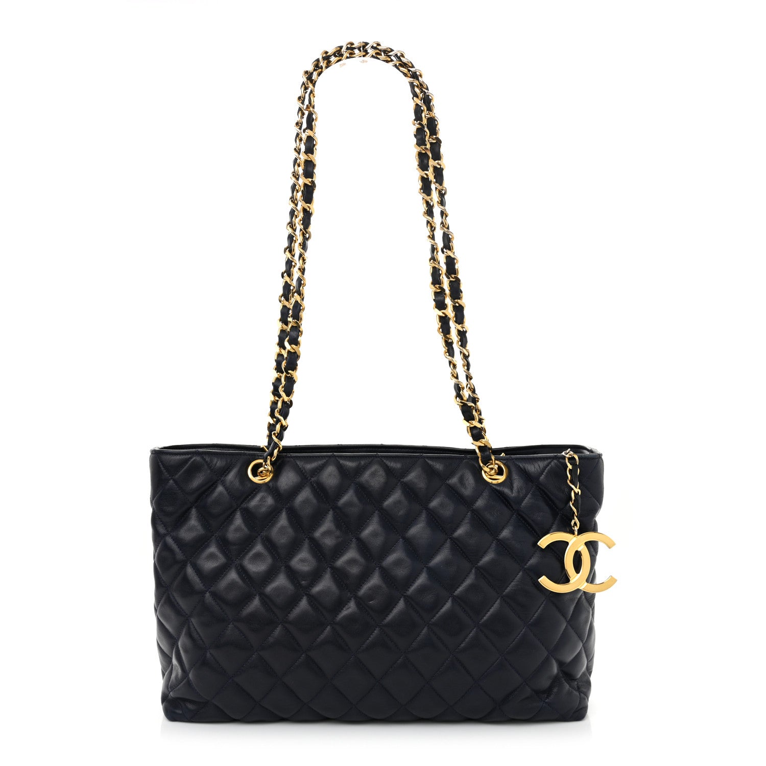 Chanel Lambskin Quilted Shoulder Bag Navy 1 of 11