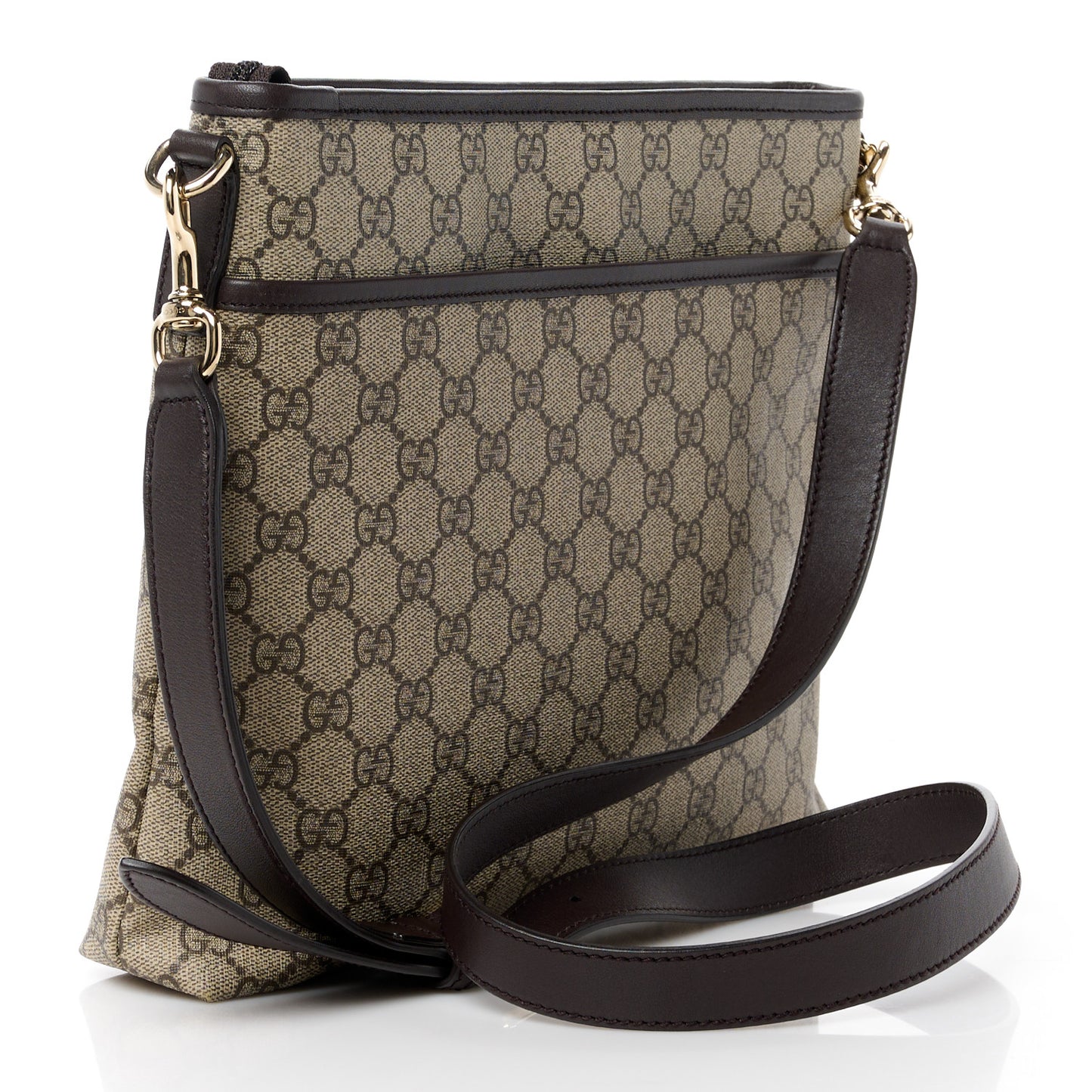 GG Plus Monogram Medium Flat Messenger Bag Dark Brown