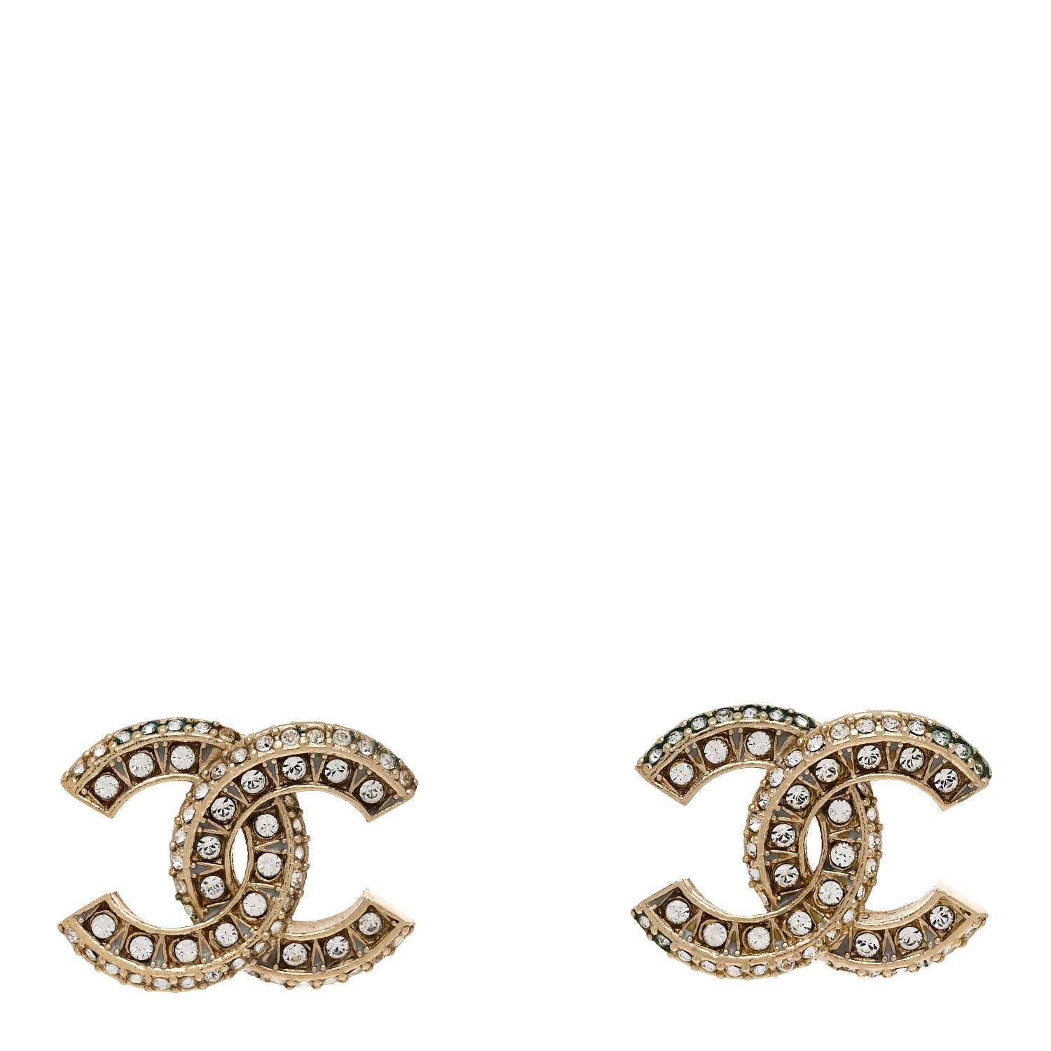 Chanel Crystal CC Earrings Light Gold 1 of 5