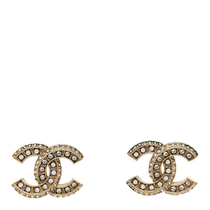 Chanel Crystal CC Earrings Light Gold 1 of 5