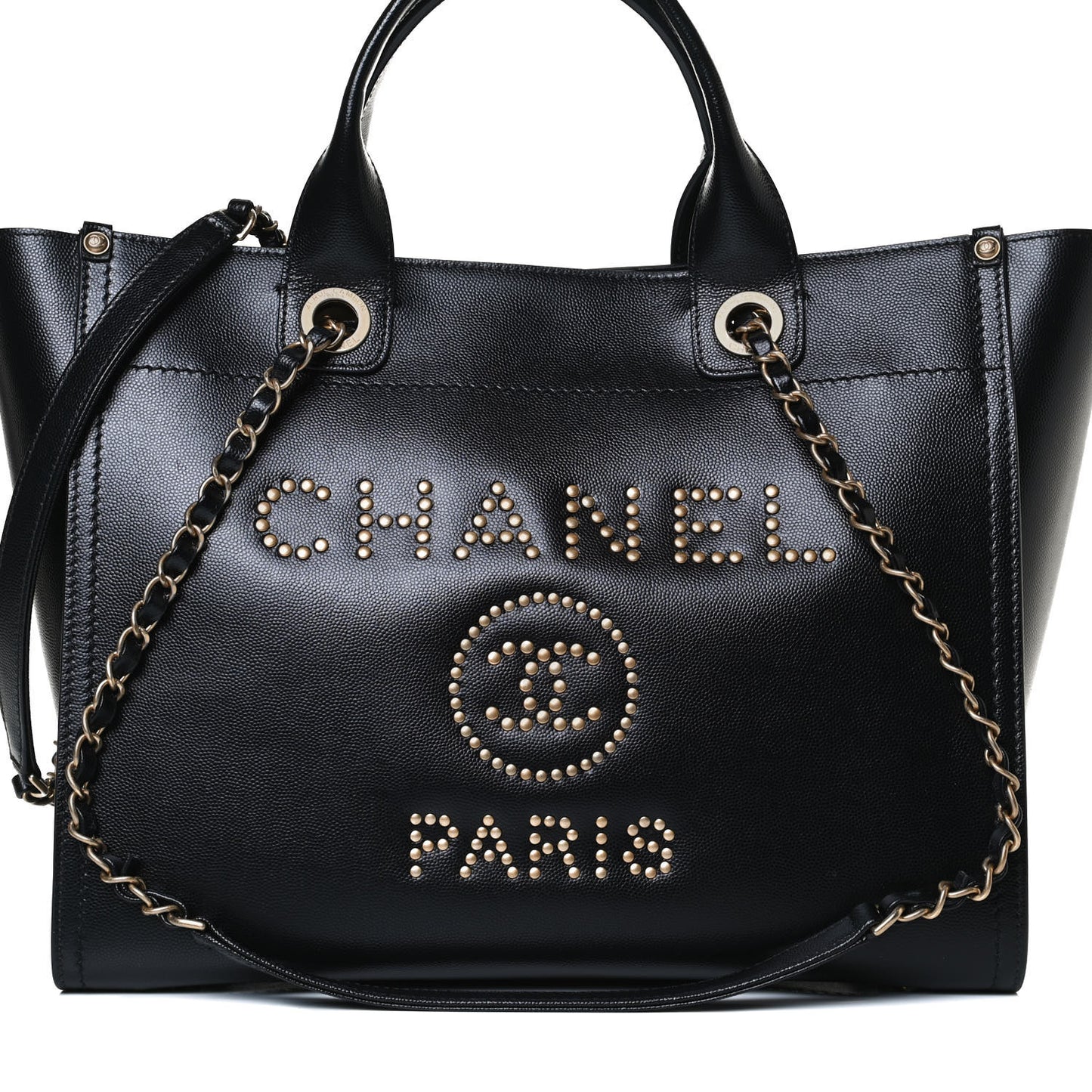 Caviar Small Studded Deauville Tote Black