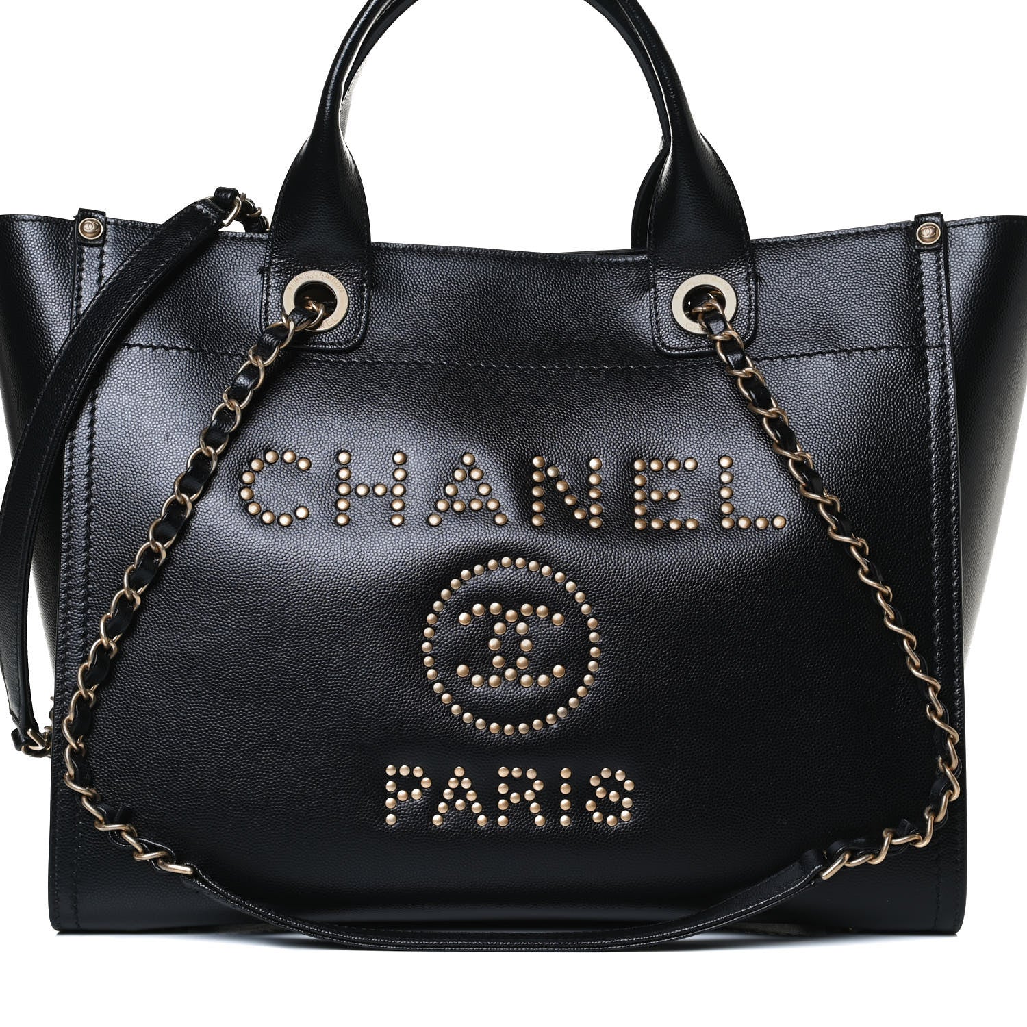 Chanel Caviar Small Studded Deauville Tote Black 8 of 16