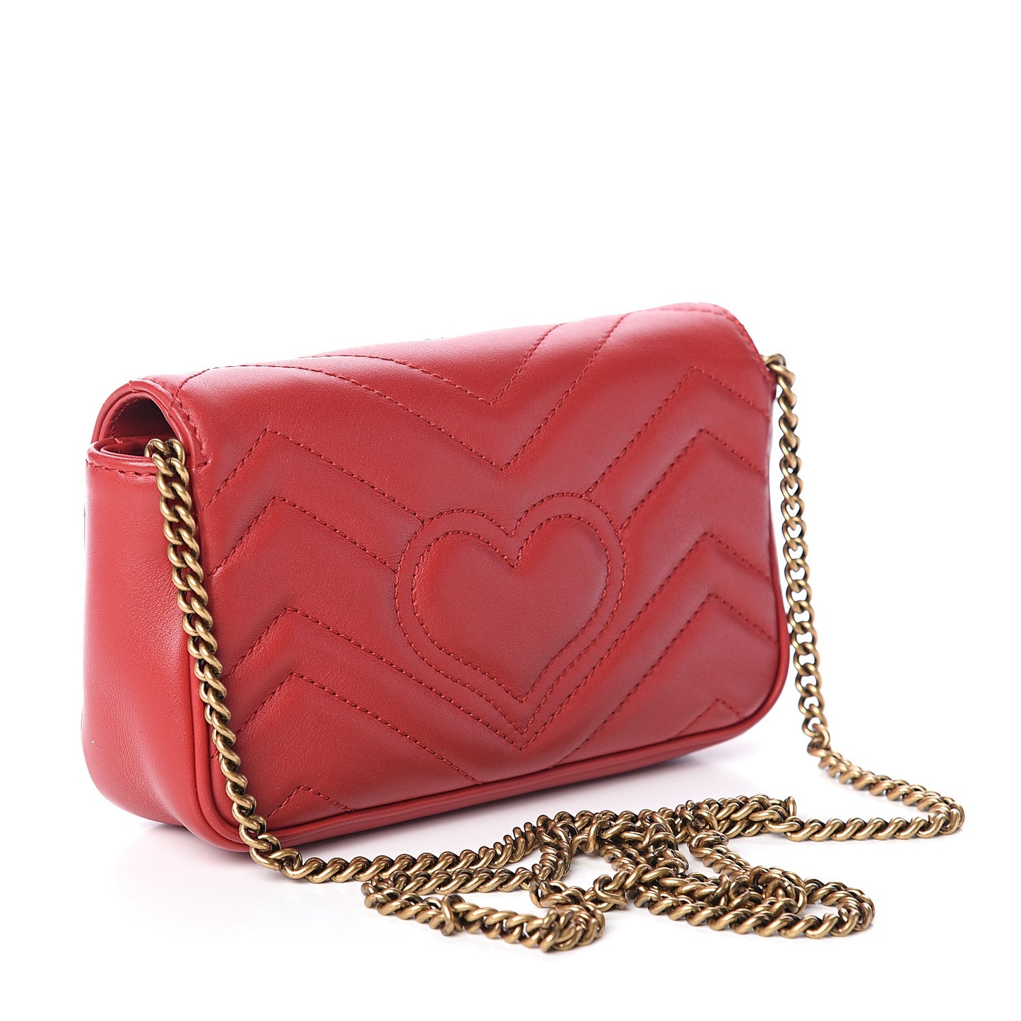 Calfskin Matelasse Super Mini GG Marmont Shoulder Bag Hibiscus Red