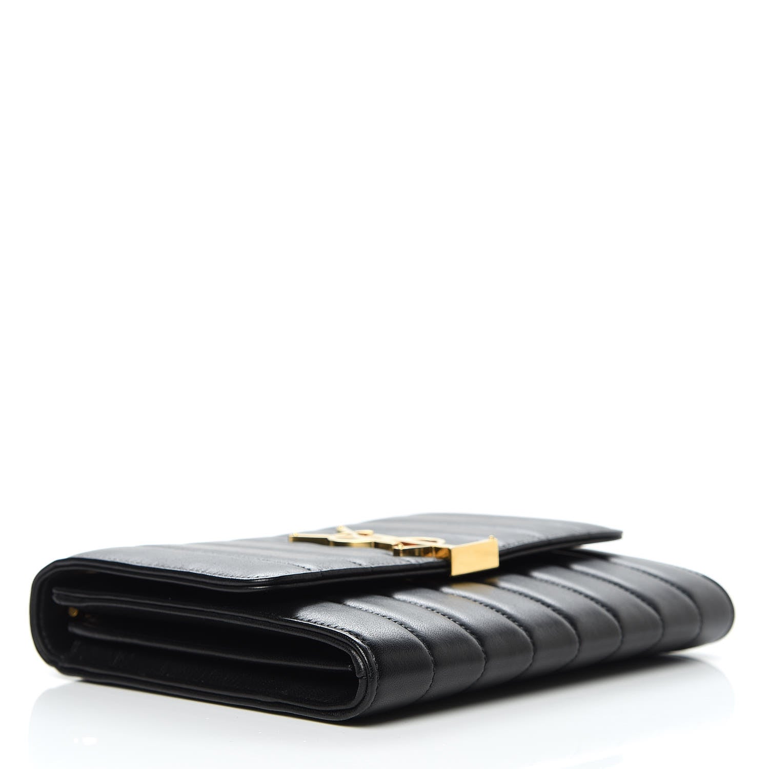Saint Laurent Lambskin Matelasse Monogram Vicky Chain Wallet Black 4 of 8