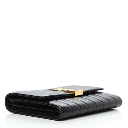Saint Laurent Lambskin Matelasse Monogram Vicky Chain Wallet Black 4 of 8