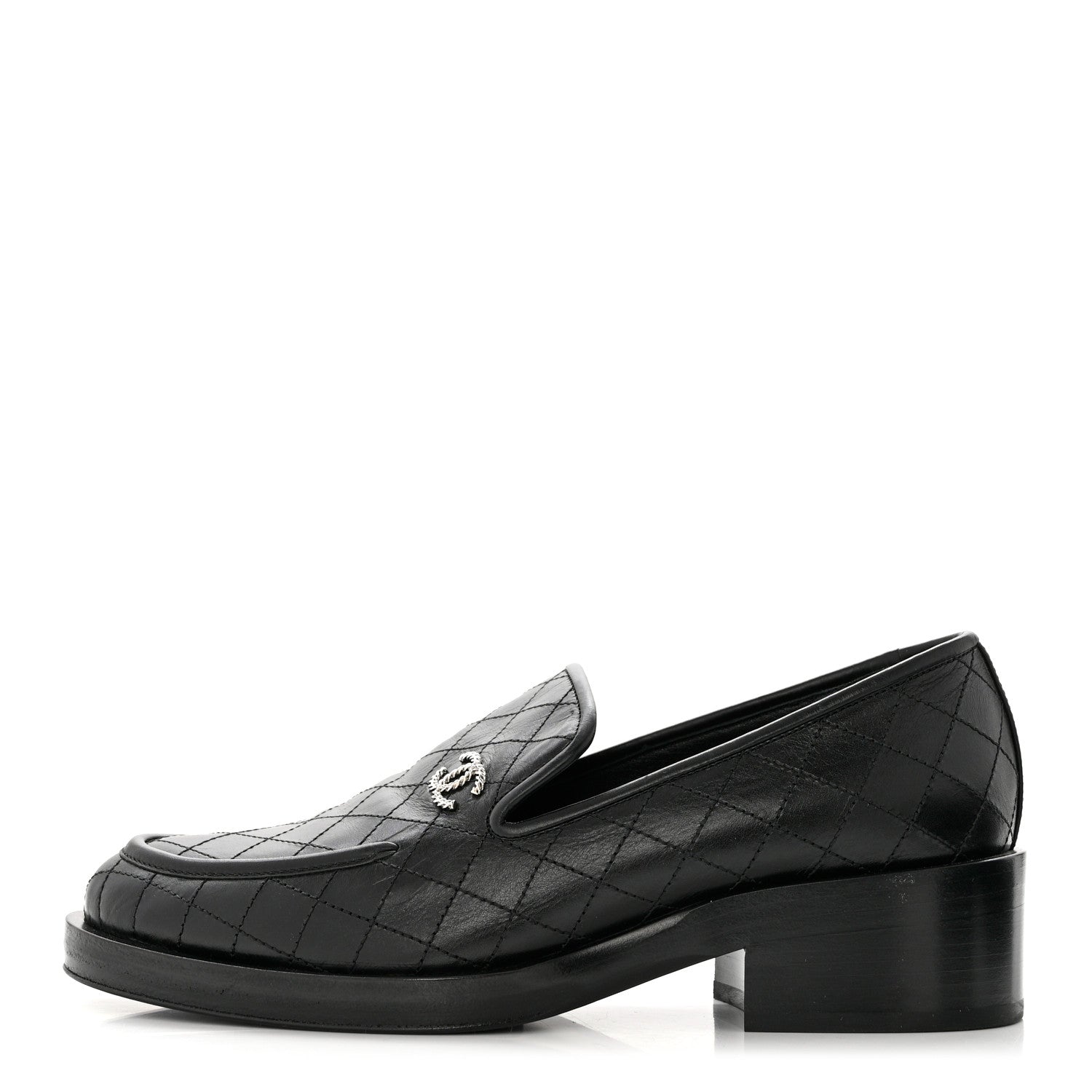 Chanel Calfskin Stitched CC Loafers 39 Black 1 of 8