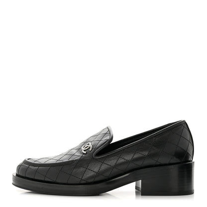 Chanel Calfskin Stitched CC Loafers 39 Black 1 of 8