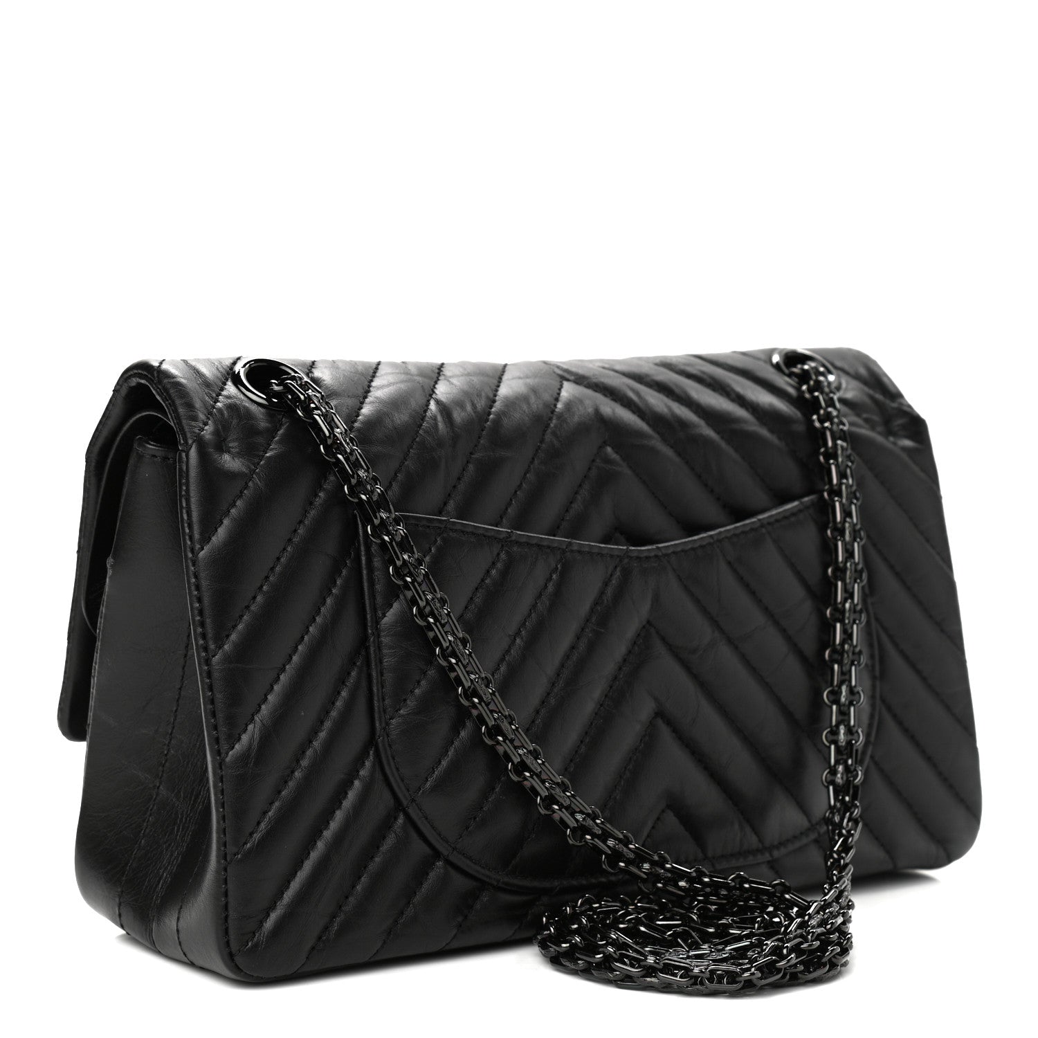 Chanel Aged Calfskin Chevron Quilted 2.55 Reissue 225 Flap So Black 3 of 11