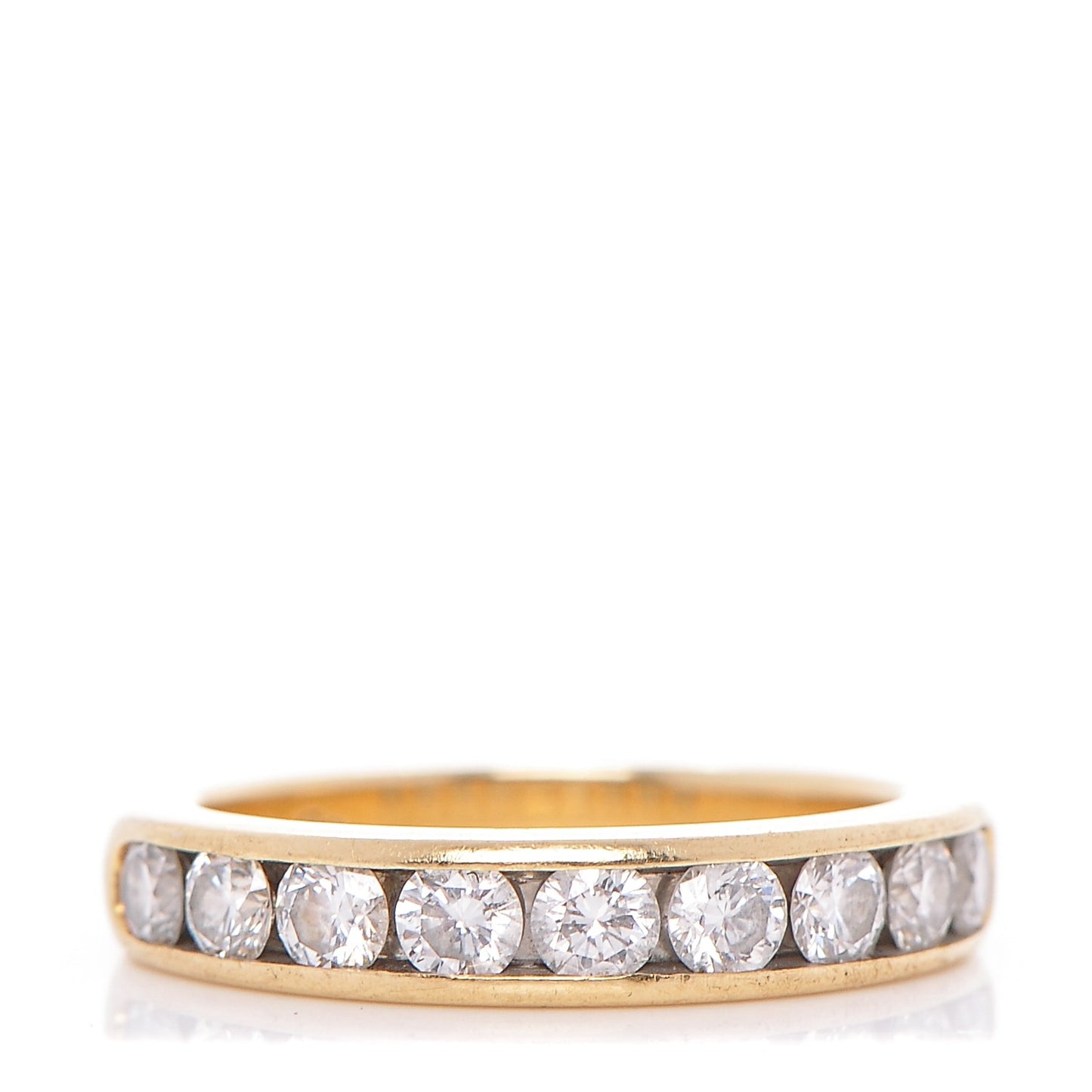 18K Yellow Gold Diamond Half Circle Wedding Band Ring 6