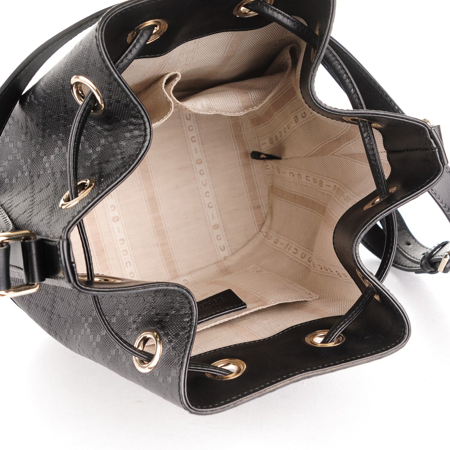 Bright Diamante Small Bucket Bag Black