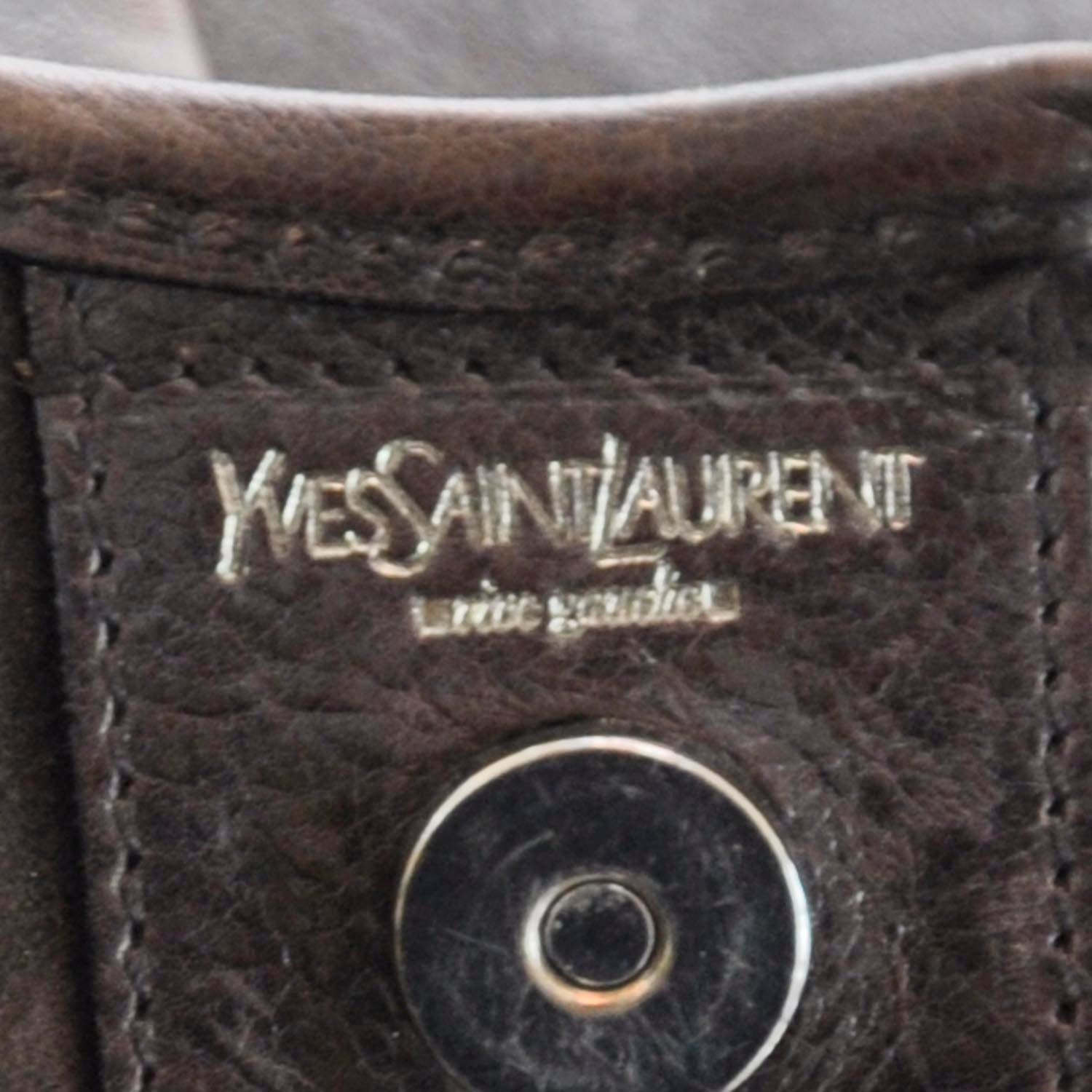 Saint Laurent Leather Mombasa Horn Bag Dark Brown 7 of 9