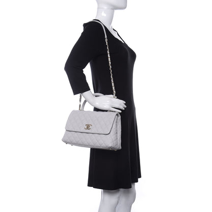 Chanel Caviar Quilted Small Coco Handle Flap Light Grey 2 of 12