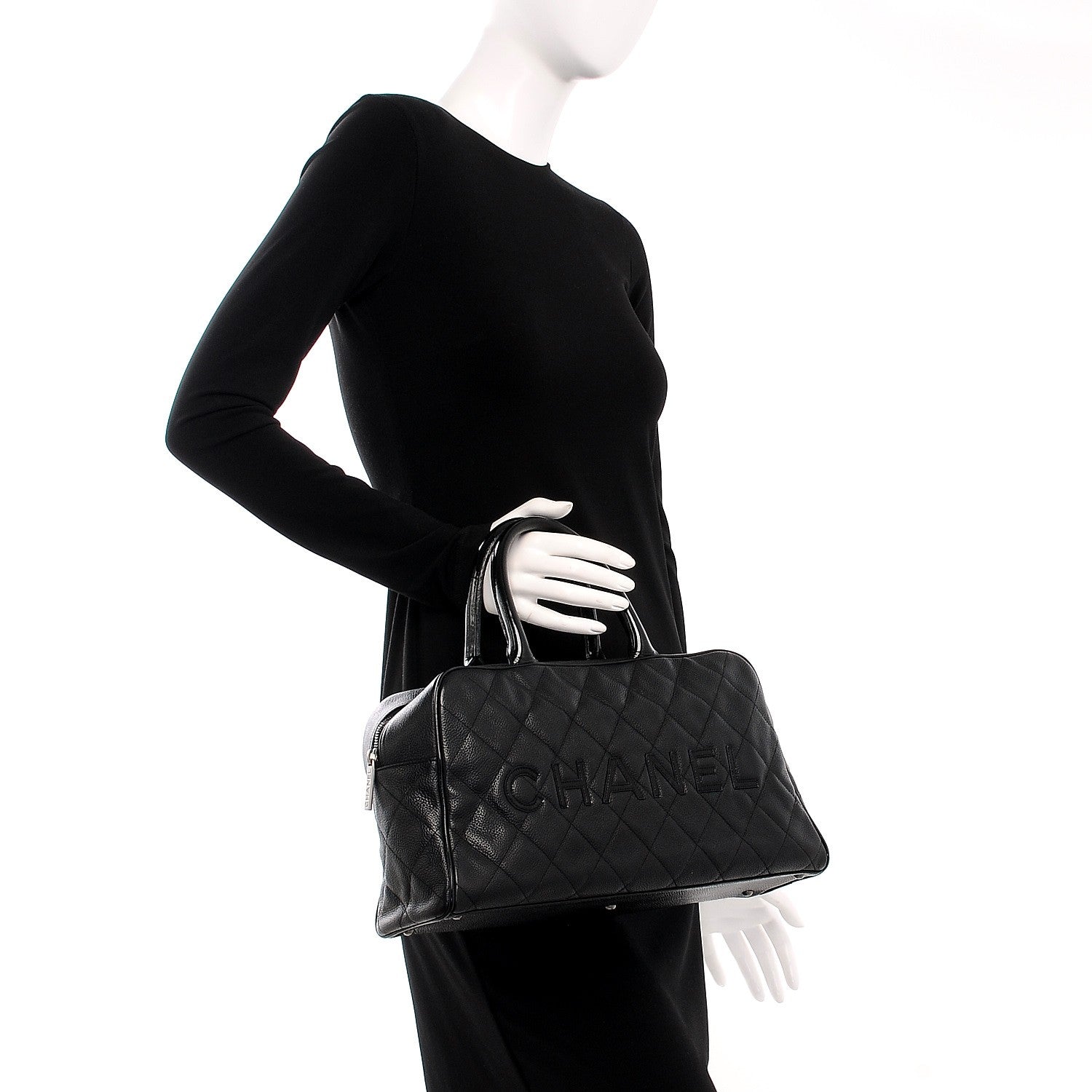 Chanel Caviar Patent Large Bowler Black 2 of 8