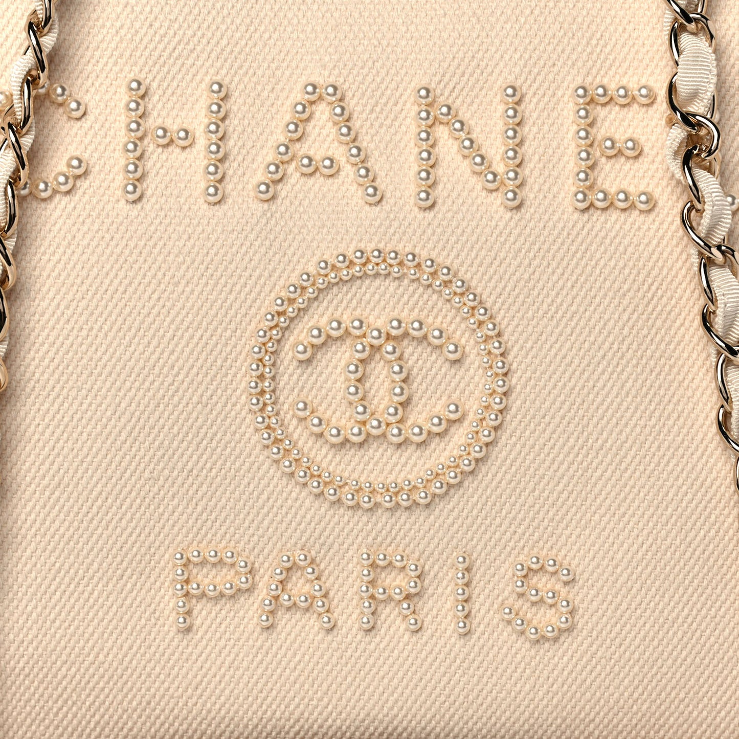 Canvas Pearl Medium Deauville Tote Ecru Beige