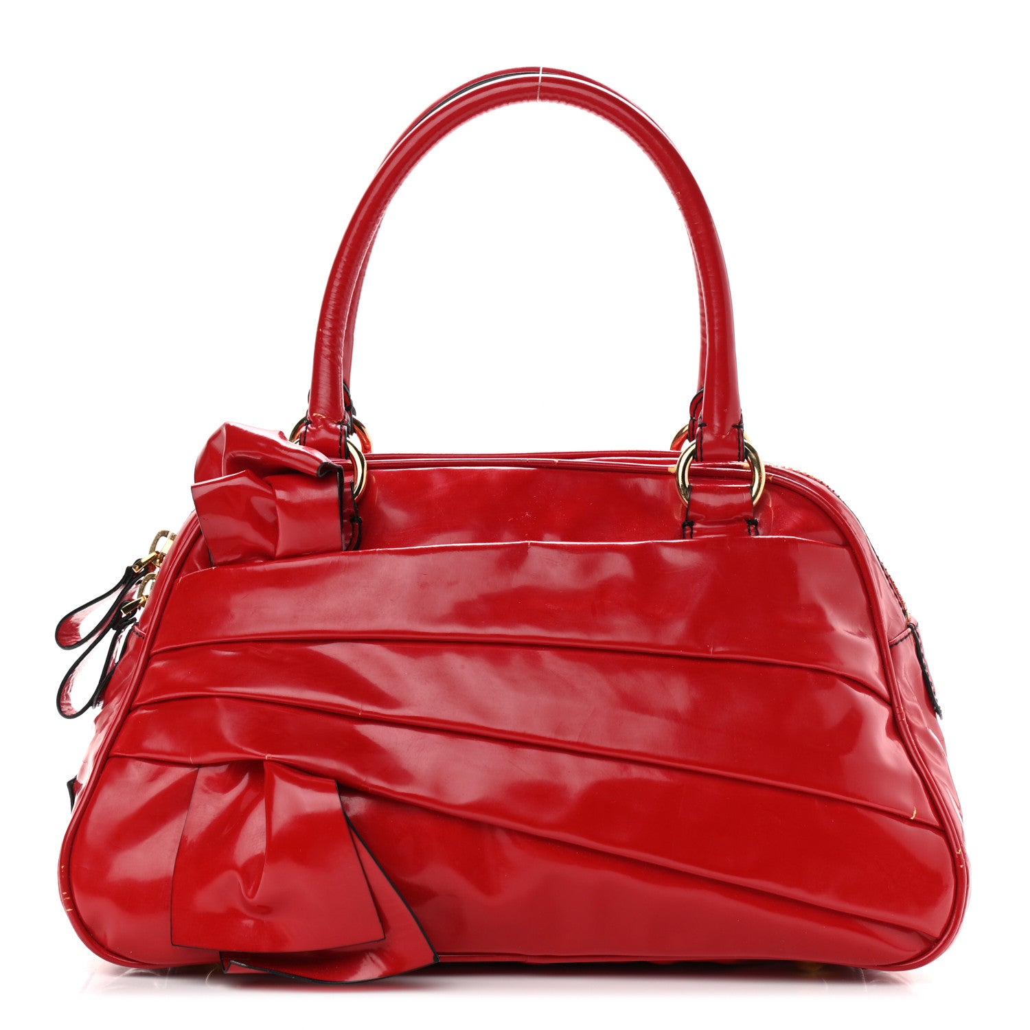 Valentino Garavani Patent Lacca Bow Bowling Bag Red 1 of 20