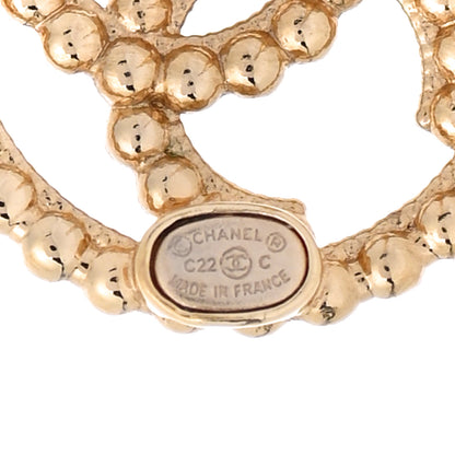 Chanel Metal Bead Round CC Stud Earrings Gold 4 of 5