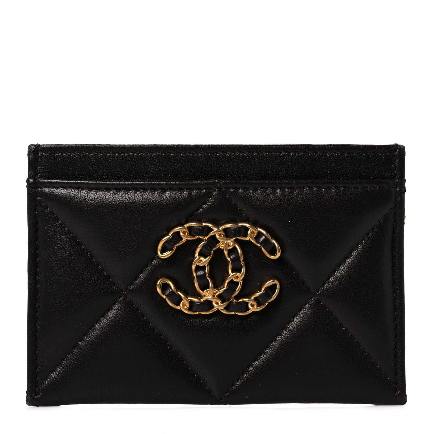 Chanel Lambskin Quilted Chanel 19 Card Holder Dark Brown 1 of 10