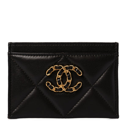 Chanel Lambskin Quilted Chanel 19 Card Holder Dark Brown 1 of 10