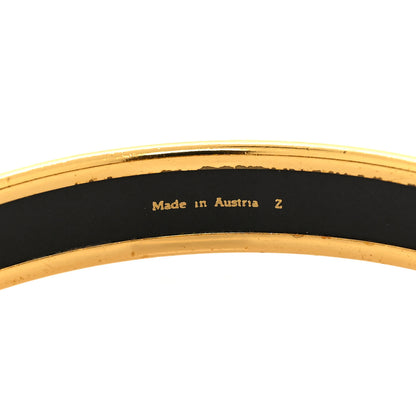 Hermes Enamel Printed Narrow Bracelet Gold Black 5 of 5