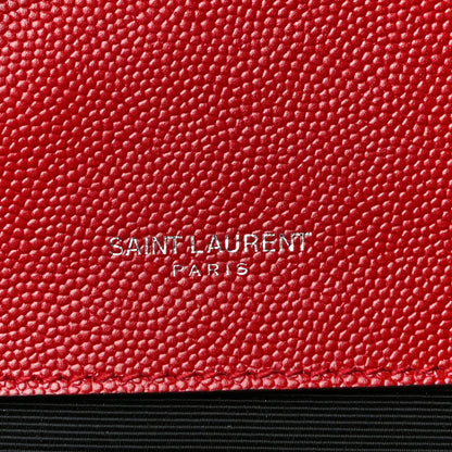 Saint Laurent Grain De Poudre Textured Mixed Matelasse Triquilt Medium Monogram Satchel New Red 3 of 11