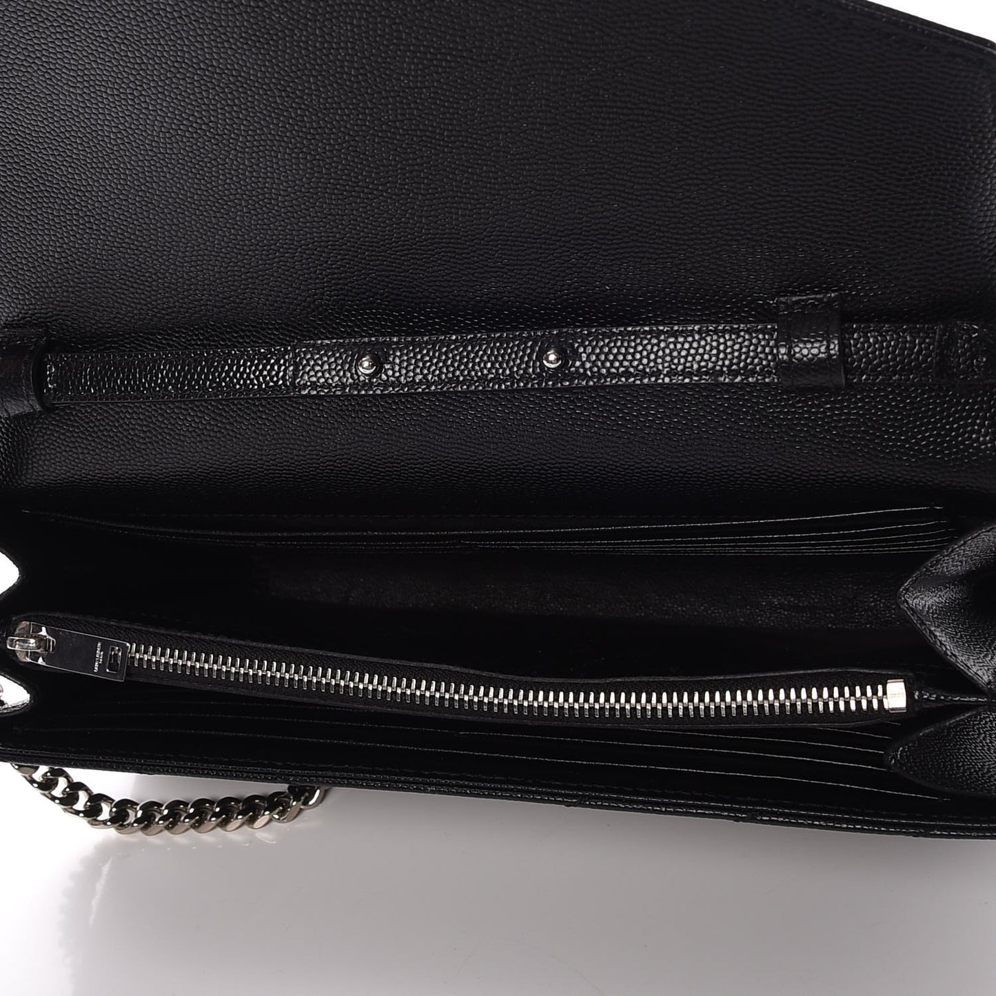 Grain De Poudre Matelasse Chevron Monogram Chain Wallet Black