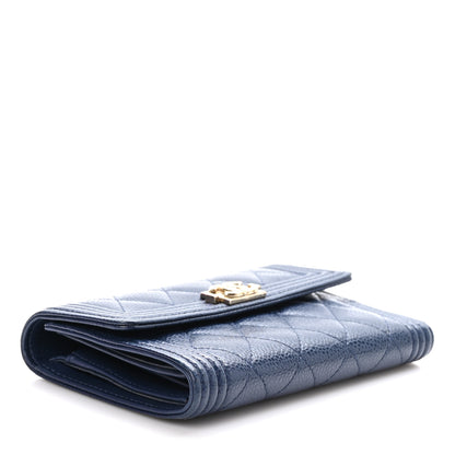 Chanel Caviar Quilted Medium Boy Flap Wallet Navy Blue 4 of 10