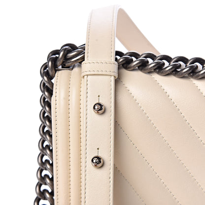 Chanel Calfskin Chevron Quilted Medium Boy Flap Ivory 10 of 13