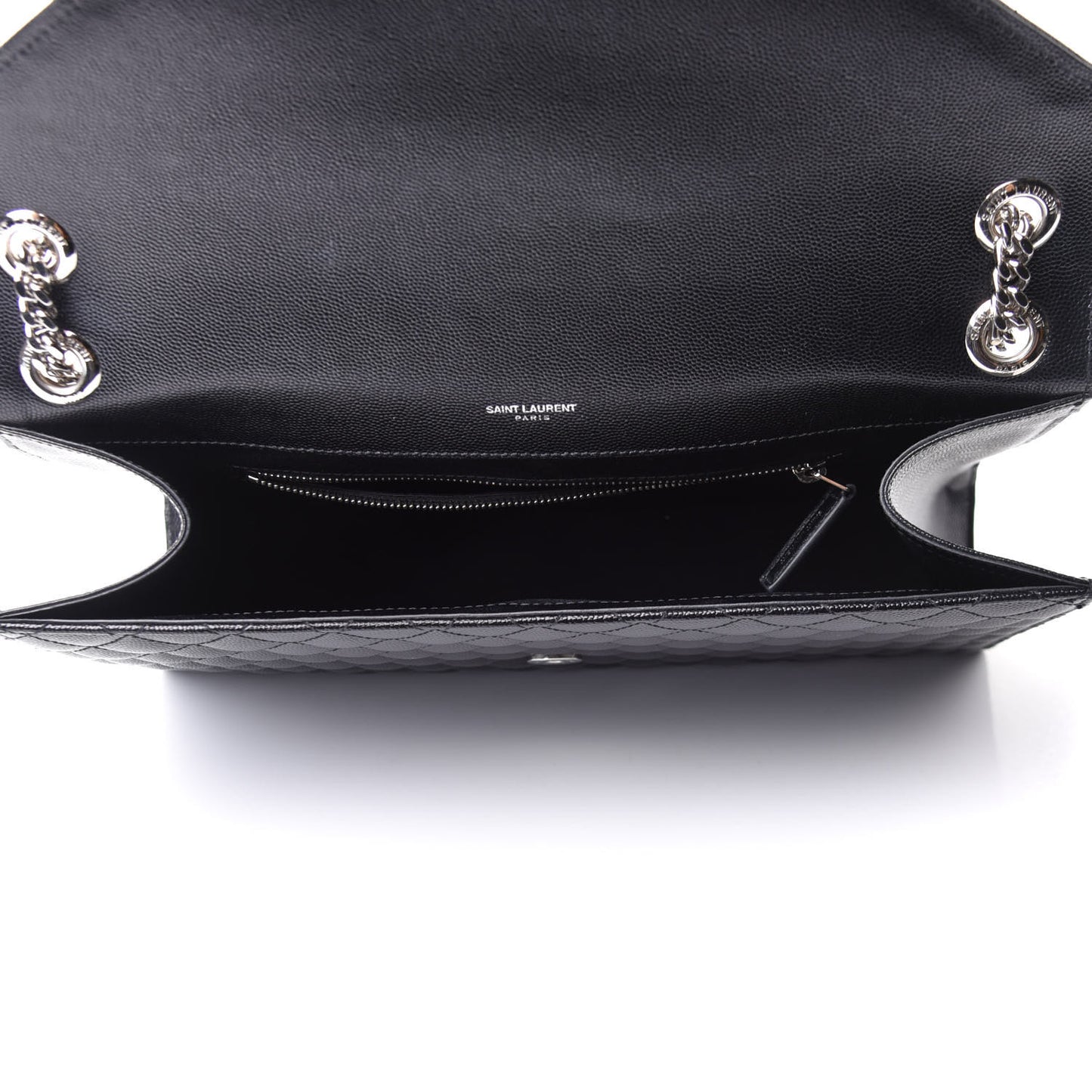 Grain De Poudre Textured Mixed Matelasse Large Triquilt Monogram Satchel Black