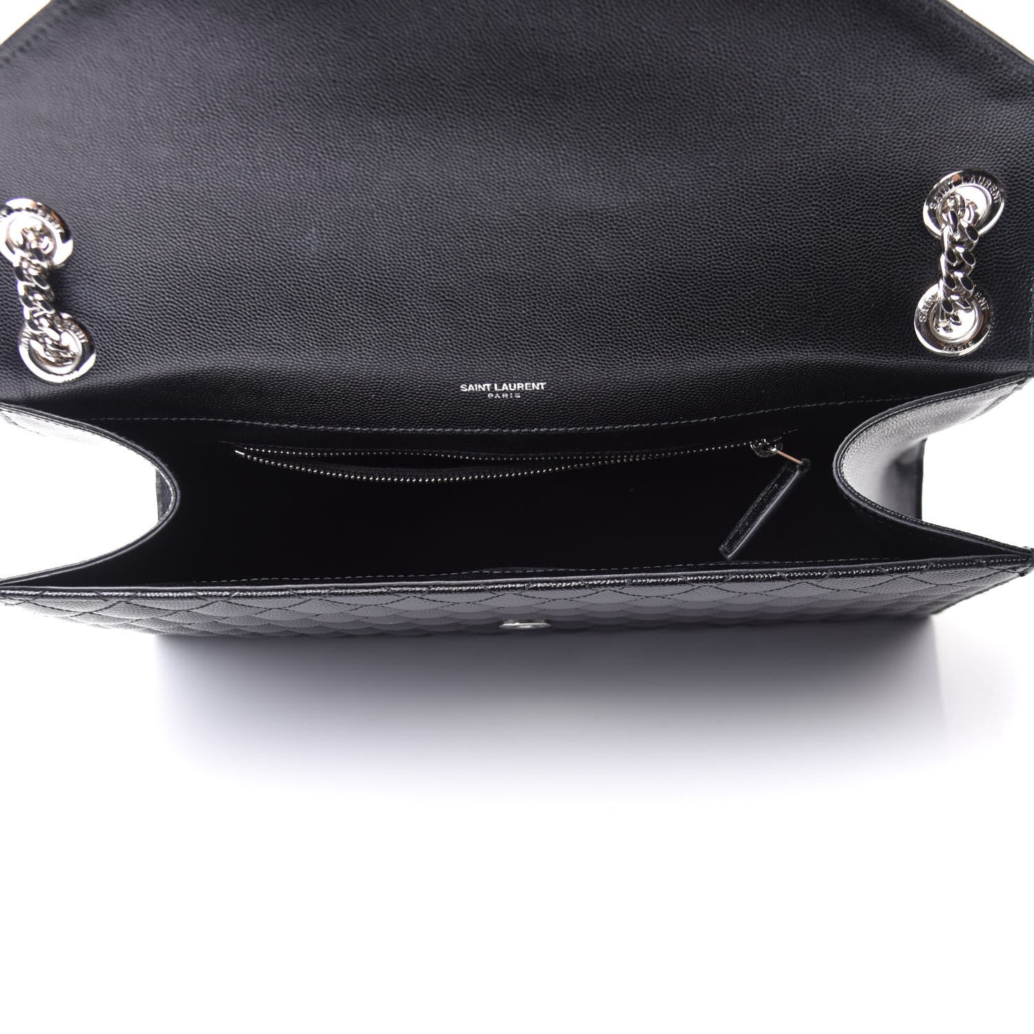 Saint Laurent Grain De Poudre Textured Mixed Matelasse Large Triquilt Monogram Satchel Black 5 of 11