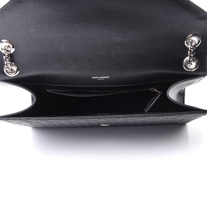 Saint Laurent Grain De Poudre Textured Mixed Matelasse Large Triquilt Monogram Satchel Black 5 of 11
