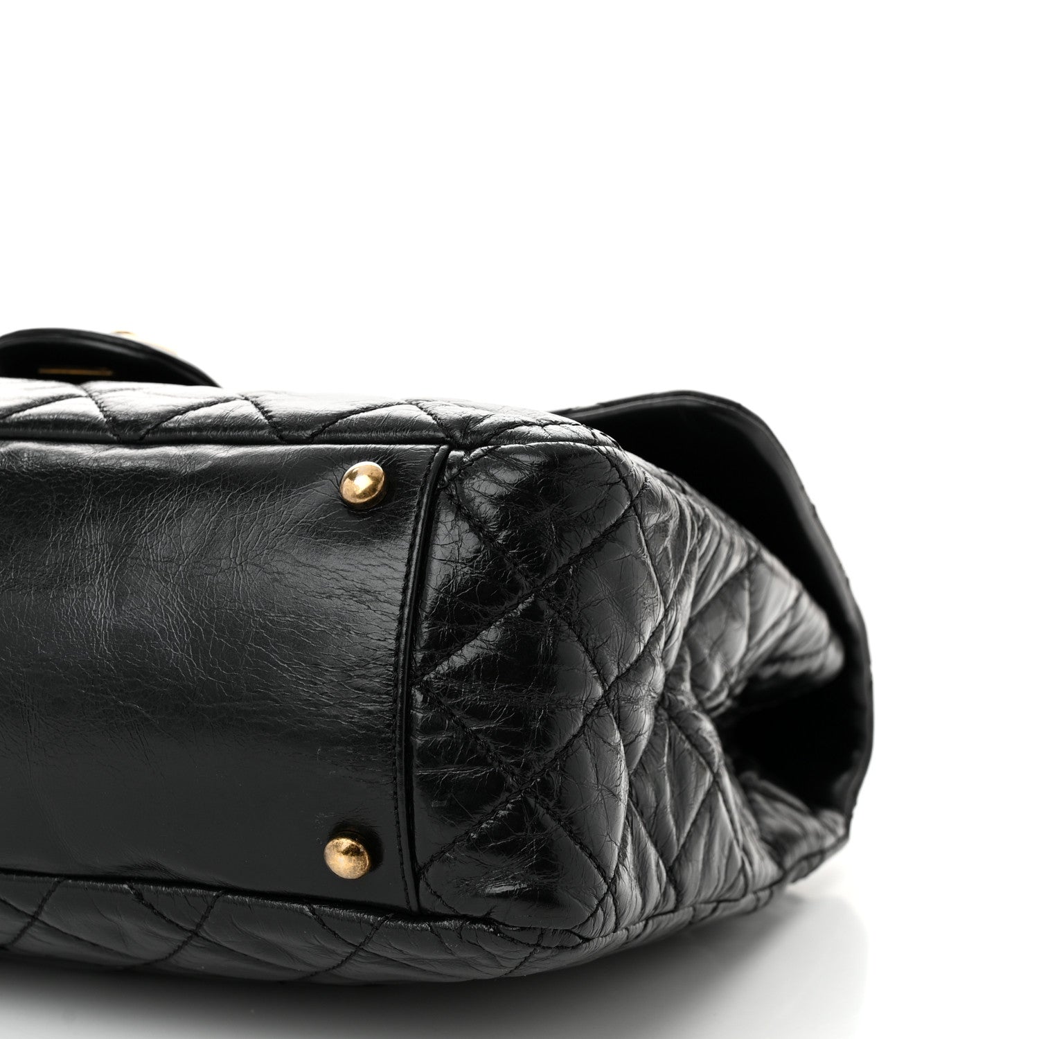 Chanel Glazed Calfskin Castle Rock Large Flap Black Burgundy 10 of 11