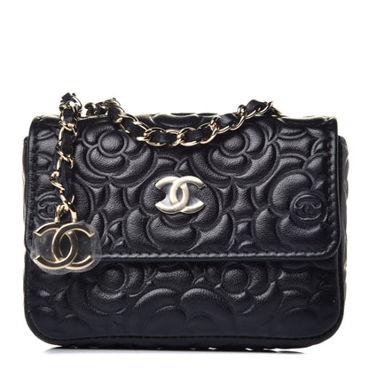 Chanel Caviar Camellia Embossed Chain Belt Bag Black 1 of 9