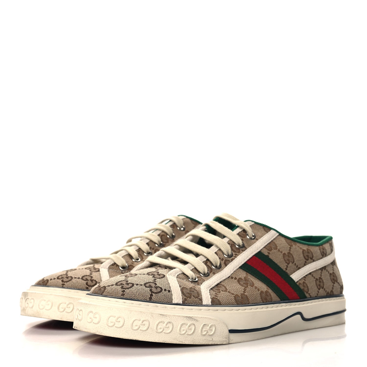 Gucci GG Monogram Web Mens 1977 Tennis Sneakers 10.5 Beige Ebony Mystic White 4 of 8